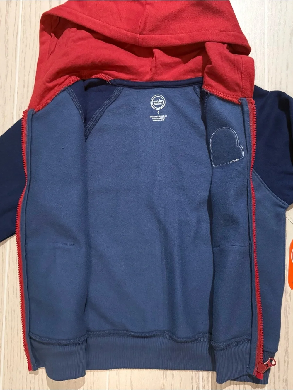 Wonder Nation Boys Size 6 Colorblock Full Zip Hoodie High Five Graphic NWT